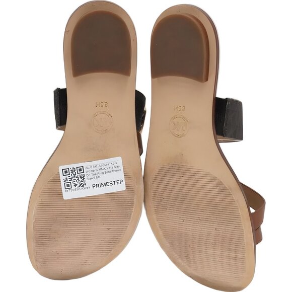 Michael Kors Vera Toe-Ring Slide Sandals Brown Logo Hardware US 8.5M - Picture 6 of 6